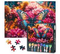Colorful Puzzles for Adults 1000 Pieces, Butterfly and Flowers in the Garden, Impossible 1000 Piece Jigsaw Puzzles for Home Wall Decor, 19.5 x 27.5 Inch