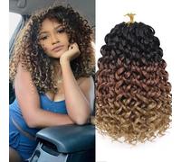 Colorful Queen Gogo Curl Crochet Hair 14 Inch Curly Crochet Hair for Women Short Beach Curl Water Wave Crochet 7 Bundles Curly for Boho Braids 14 Inch 1B/30/