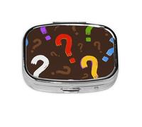 Colorful Question Mark,Meta Pill Box 2 Compartment Medicine Case,Portable Organizer