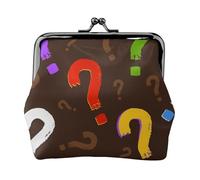 Colorful Question Mark, PU Leather Coin Purse, Small Wallets, Change Pouch with Kiss Lock Clasp Buckle, Change Purse