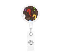 Colorful Question Mark, Retractable Badge Holder,Badge Reels Holder with ID Clip Alligator Clip