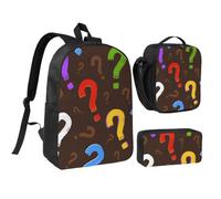 Colorful Question Mark,Student Backpack,Lunch Bag,Pencil Case 3 Piece Set