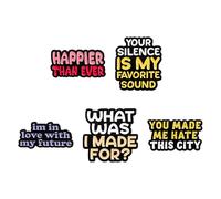 Colorful Quote Brooch Pins Blouse Pins Alloy Lapel Pin Badge Set with Funny English Text Design “Happier Than Ever” “Your Silence” “What Was I Made For” Fashion Enamel Accessories for Jackets Bags