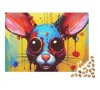 Colorful Rabbit Art 1000 Piece Jigsaw Puzzle Gift for Adults Whimsical Rabbit Big Eyes Rainbow Playful Premium Thick Sturdy Challenging Hard Stress Relief 70x50cm/1000pcs