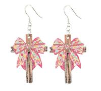 Colorful Rabbit Bunny Earrings for Easter Cute Bow Cross Carrot Happy Easter Rabbit Drop Earrings for Women Festive Spring Holiday Accessory, Zinc, No Gemstone