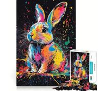 Colorful Rabbit Splash Art 1000 Piece Jigsaws for Adults Puzzle Reason Skill, Rich Detail, Happy Challenge, Perfect Art (38x52cm)