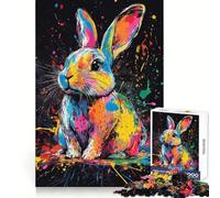 Colorful Rabbit Splash Art 1000 Piece Jigsaws for Adults Puzzle Reason Skill, Rich Detail, Happy Challenge, Perfect Art (38x52cm)
