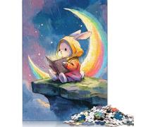 Colorful Rabbit Wooden Jigsaw Puzzle 300 Piece Adults Fun Stress Relief Toy Home Decoration Education Game Toy Intellectual Game Challenge Educational 300pcs (40x28cm)