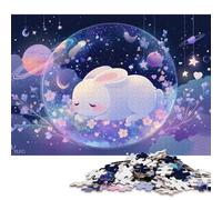 Colorful Rabbit Wooden Jigsaw Puzzles for Adults Fun 500 Piece Toy Intellectual Game Home Decoration Education Game Stress Relief Toy Premium & Durable 500pcs (52x38cm)