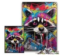 Colorful Raccoon 1000 Piece Jigsaw Puzzle Challenging Puzzles Brain Teaser Game for Teenagers, Perfect Size 26x38cm