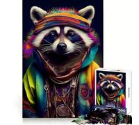 Colorful Raccoon Animals 1000 Piece Jigsaw Puzzles for Adults Think Sharper, Fine Detail, Home Play, Xmas Idea (50x75cm)