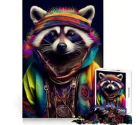 Colorful Raccoon Animals Jigsaw 1000 Pieces for Teenagers Strong Memory, Snug Cut, Joyful Challenge, Home Display (38x52cm)