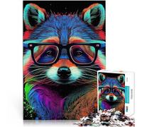 Colorful Raccoon Animals1000 Pieces Puzzles for Adults Toys Educational Games Stress Relieving unique challenge game 38x26cm