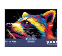 Colorful Racoon Jigsaw Puzzles for Adults Animal Puzzle Game 1000 Pieces Brain Challenge for Adults Gifts 38x26cm/1000pcs