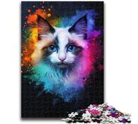 Colorful Ragdoll Cat Jigsaw Puzzles for Adults 1000 Pieces, Stress Reliever Difficult Challenge for Home Decoration for 14+ 26X38CM