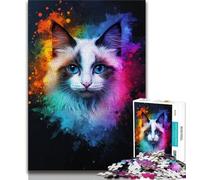 Colorful Ragdoll Cat Jigsaw Puzzles for Adults,for Educational Game Challenge Toy for Is Ideal As A Gift for The Whole Family 50x75cm