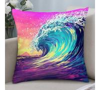 Colorful Raging Waves Art Set Of 2 Cushion Cover Soft Pillowcase Funky Throw Pillow Case For Bedroom Garden Car Decor 45X45Cm