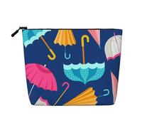 Colorful Rain Umbrella Pattern, Cosmetic Bag Imitation Linen Makeup Bag Portable Travel Toiletry Bag
