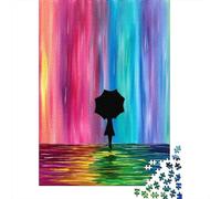 Colorful Rain Umbrella Silhouette 1000 Piece Jigsaw Puzzle Paper for Adults Night Reflection Relaxation 70x50cm/1000pcs