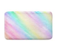 Colorful Rainbow Abstract Bathroom Rugs, Soft Cozy Tie Dye Fuzzy Colorful Stripe Bath Mats for Bathroom, Rainbow Pastel Flannel Kids Girls Bath Rug, Kitchen Bath Mat Soft Non Slip Bath Rugs, 16X24IN