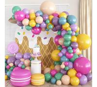 Colorful Rainbow Balloon Arch Kit, 135 Pcs Hot Pink Blue Purple Green Yellow Balloon Garland, Retro Nude Balloons Assorted Colors for Candy Girls Baby Shower Sweet Groovy Birthday Party Decorations
