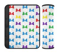 Colorful Rainbow Bow car seat Strap Covers,Release Stress to Your Neck and Shoulders,car seat Belt Cover pad for Sedan Auto Van Protector para cinturón de carro 2 Pack