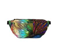 Colorful Rainbow Butterfly Printed Fanny Pack Waist Bag for Men Women, Adjustable Bumbags Hip Bum Bag Travel Crossbody Bags Sports Running Hiking Belt Bag