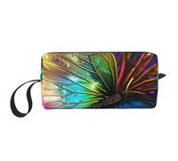 Colorful Rainbow Butterfly Printed Travel Makeup Bag Portable Cosmetic Bag Makeup Case Toiletry Handbag Organiser for Women