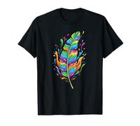 Colorful Rainbow Feather Paint Splash T-Shirt