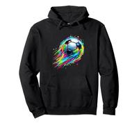 Colorful Rainbow Fire Soccer Ball Flying Sports Design Kids Pullover Hoodie