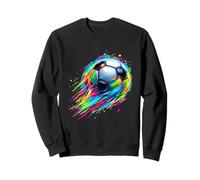 Colorful Rainbow Fire Soccer Ball Flying Sports Design Kids Sweatshirt