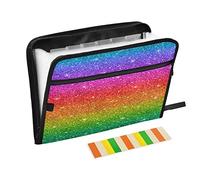 Colorful Rainbow Glitter Expanding File Folder 13 Pockets A4 Paper Document Organizer Folder with Zipper Closure for Office School Teacher Student Nurse Gifts
