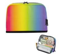 Colorful Rainbow Gradient Blurred Pencils Storage Bags Zipper Pencil Case Large Pencils Pouch Cute Pen Marker Bag for Girls Floral Pink Back to School Adults Office Supply