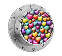 Colorful Rainbow Hearts Kitchen Timer 60 Minute Visual Wind Up Timers Indoor Mechanical Timers with Magnetic Base Stainless Steel Timer for Home Cooking Time Management Tool