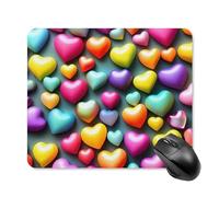 Colorful Rainbow Hearts Mouse Pad Square Laptop Mouse Mat Cute Computer Mousepad Keyboard Pad Non-Slip Desk Pads for Gaming Office Work Home 25 * 30cm