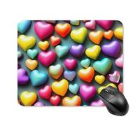 Colorful Rainbow Hearts Mouse Pad Square Laptop Mouse Mat Cute Computer Mousepad Keyboard Pad Non-Slip Desk Pads for Gaming Office Work Home 20 * 25cm