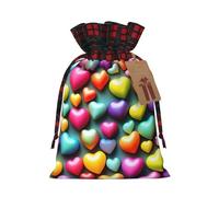 Colorful Rainbow Hearts Print Gift Reusable Bags Festive Drawstring Party Favors Pouches Versatile Seasonal