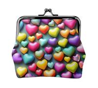 colorful Rainbow Hearts small wallets woman,wallets for women,coin purse for women,small womens wallet,with zipper and kiss lock, Black, One Size, Art Deco