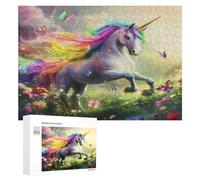 Colorful Rainbow Horse Butterfly Funny Wooden Puzzle with Storage Box Adults Jigsaw Puzzles Challenge for Family Game Birthday Gift