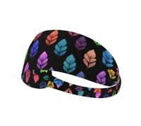 Colorful Rainbow Leaves Pattern Hairband | Sports Sweatbands For Workout Athletic Running Yoga Gym