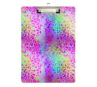 Colorful Rainbow Leopard Clipboard Writing Clipboard Standard A4 Letter Size Clipboards, 12.5 x 9 Inches Silver Clip