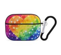 Colorful Rainbow Love Heart AirPods Pro Protective Case Cute Earphone Protective Covers with Keychain Ring - Compatible with AirPod Pro 2nd / 1st Generation