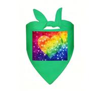 Colorful Rainbow Love Heart Dog Bandana, Classic Plaid Dog Bandanas for Small Medium Large Dogs, Adjustable Washable Cotton Pet Scarf, Reversible Triangle Bibs for Puppy Dogs Cats Birthday Party Daily