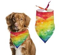 Colorful Rainbow Love Heart Dog Bandana Cozy Soft Triangle Dog Scarf Washable Adjustable Pet Bib Cute Lightweight Breathable Pet Scarf for Small Medium Large Cat Dog Scarves