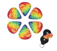 Colorful Rainbow Love Heart Guitar Picks 6 Pack Guitar Plectrums with Picks Holder Celluloid Plectrums Includes Thin, Medium, Heavy Picks Plectrums for Acoustic Guitar Bass Picks 0.71mm