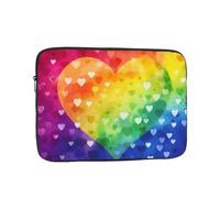 Colorful Rainbow Love Heart Laptop Bag 12 inch Business Briefcase Gifts for Men Women Water Resistant Laptop Sleeve Carry On Laptop Case Shockproof Protective Computer Bag Notebook Case