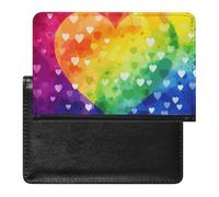 Colorful Rainbow Love Heart Passport Holder Cover Passport Cover Protector Essentials with Credit Card Slots Slim Travel Wallet Covers Documents Organizer Protector for Man&Women