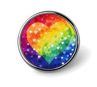 Colorful Rainbow Love Heart Round Badge Cute Enamel Lapel Pin Brooches Button Pin Personalized Clothing Decoration Unisex Badge Holder Hats Bags Shirts Decor