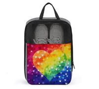 Colorful Rainbow Love Heart Shoe Bag Travel Shoe Organizer Water-Resistant Shoe Pouch with Zipper Sneaker Dust Bag, gray, One Size, Modern