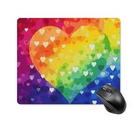 Colorful Rainbow Love Heart Square Mouse Pad Portable Computer Mousepad with Non-Slip Rubber Base 18 * 22cm Ultra-Thin Gaming Mouse Mat for Computer Laptop Office Desk Accessories